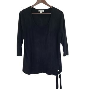 Coldwater Creek Black Scoop Neck 3/4 sleeve Sweater - 1X